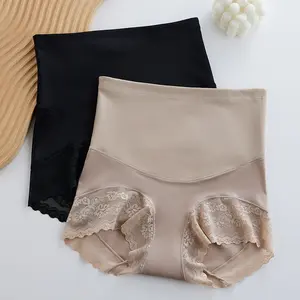 High Waist Lace Tummy Control Panties for Women, Antibacterial Cotton Crotch, Non-binding Postpartum Shaping Hip-lifting Briefs