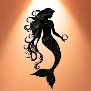 1 piece - Exquisite Craftsmanship: Mermaid metal sign, an elegant, simple and Minimalist wall decoration, suitable for offices, living rooms, bedrooms, patios, kitchens, and cafes; also makes a great gift for birthdays and Valentine's Day.