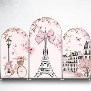 15-day Delivery Pink Cherry Blossom Bicycle Arch Backdrop Cover for Spring Events