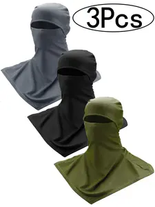 3Pcs-Four-Season Sun Protection Motorcycle Helmet Cover, Breathable Window Wide Face Mask, Outdoor Riding Gear Unisex, Sporty Style, Balaclava Mask