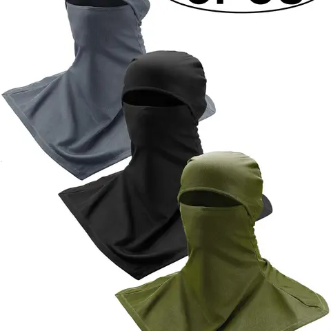 3Pcs-Four-Season Sun Protection Motorcycle Helmet Cover, Breathable Window Wide Windproof Face Mask, Outdoor Riding Gear Unisex, Sporty Style, Balaclava Mask, Balaclava Mask Headwear