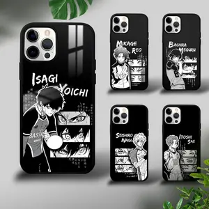 Blue Lock Anime Mirror Phone Cases For iPhone 17 Promax Pro Air 16 Plus 15 14 13 12 11 Glass Celulares Hard Funda Protective Cover Protection Soft Touch