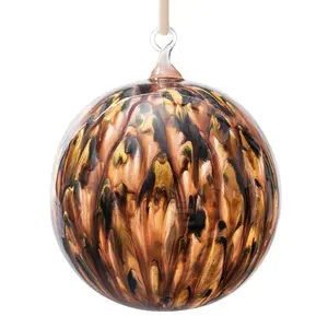 Feather Paint Large Glass Ball Christmas Ornaments, Tortoiseshell, Set of Two