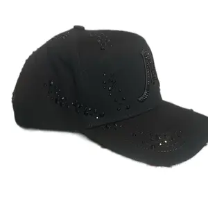3-1- M A G Total Black Cristal Hats solo la gorra with Rhinestone Accents for Stylish Outfits