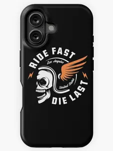 ride fast, die last - motorcycle skull biker print iPhone Case Compatible with iPhone X, 11, 12, 13, 14, 15, 16 & more