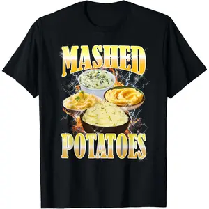 100% Cotton Thanksgiving Mashed Potatoes Bootleg 90's Rap Rock Vintage T-Shirt