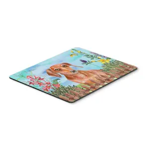 Red Dachshund Spring Mouse Pad, Hot Pad or Trivet