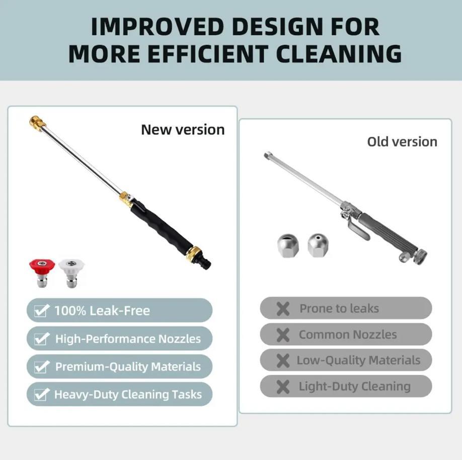 Jet Nozzle Power Washer for Garden Hose with 2 High-Pressure Nozzles & Quick Connectors Hydro Jet Tools for Car Wash Patio Driveway Outdoor Cleaning - Wand