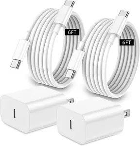 iPhone 17 16 15 Charger Fast Charging,2Pack 20W Apple iPad USB C Wall Chrager Block with 6FT USB C to C Cable for iPhone 17/Pro/Pro Max/17 Air/ 16/16 Pro/16 Pro Max/15/Plus/Pro/Pro Max (White)