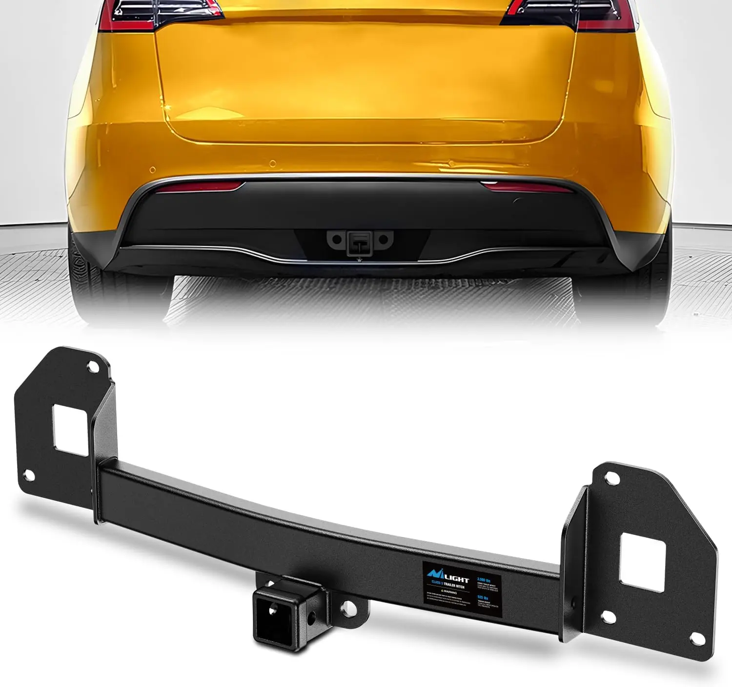 Nilight Class 3 Trailer Hitch with 2-in Receiver, Black Powder Coated Bolt-On Type, Anti-Wobble Screw, Universal Automotive Accessories, Compatible with 2020-2023 Tesla Model Y, 2 Inch