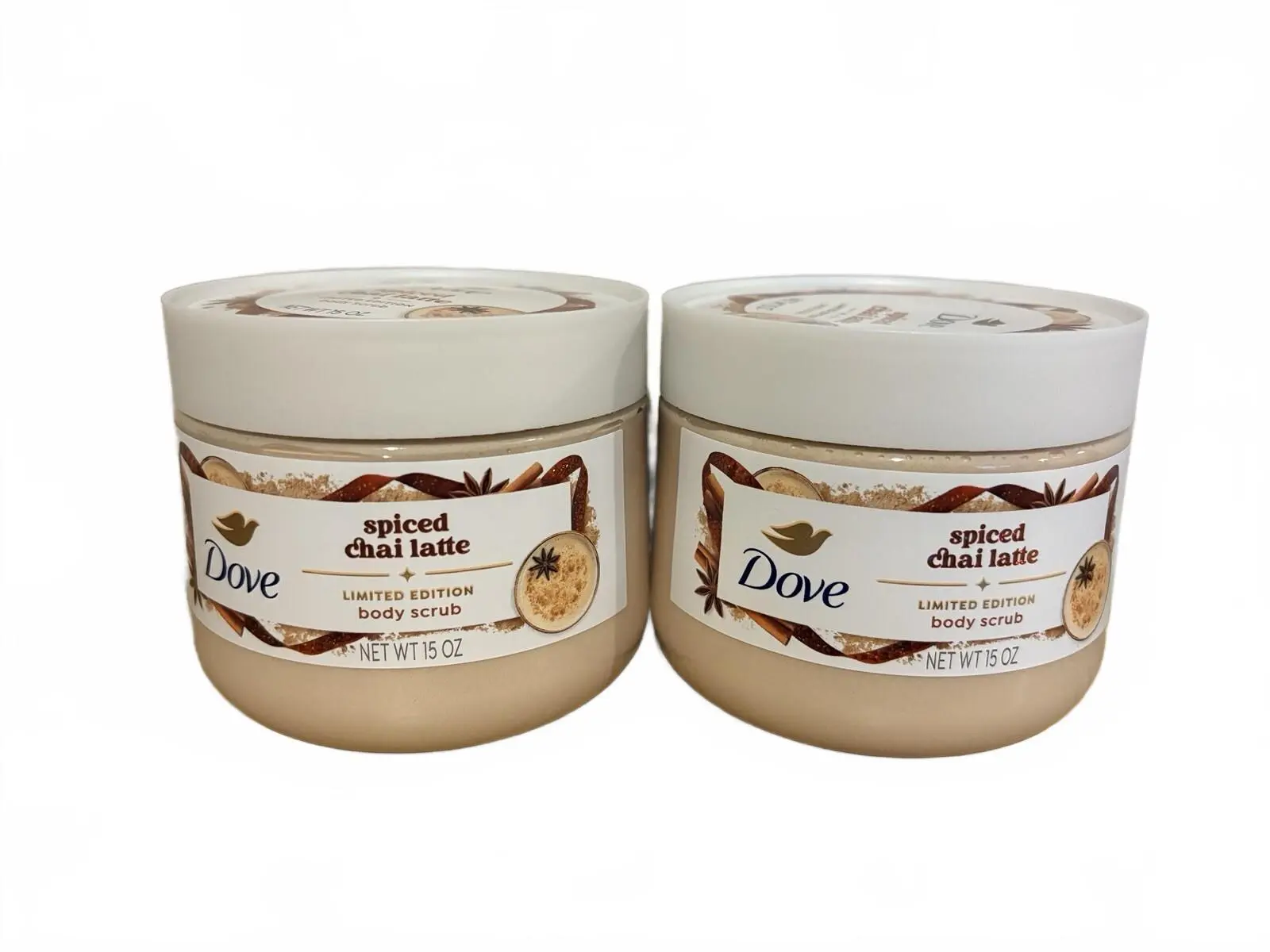 Lot of 2 Dove Spiced Chai Latte Body Scrub Limited Edition 15 oz New