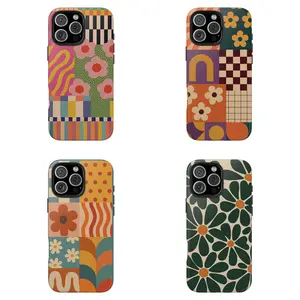Groovy Floral Phone Case, Retro 70s 80s Flower Design Tough Case for iPhone 17, 16, 15, 14 13 and Samsung S25 s24, Gift for Her
