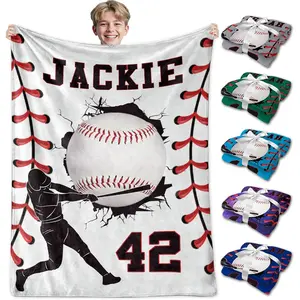 Personalized Baseball Blanket Gifts for Teen Boys Custom Sport Baseball Player Lovers Fans Gifts Customized Throw Blanket for Men Son Kids