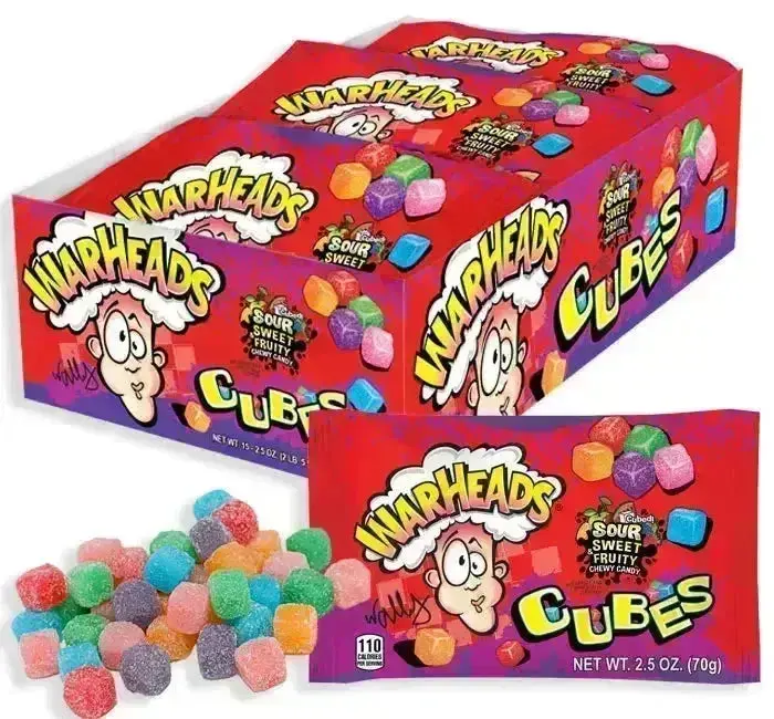 WarHeads Sour Sweet & Fruity Chewy Cubes Candy Packs: 15-Piece Box WarHeads Sour Sweet & Fruity Chewy Cubes Candy Packs: 15-Piece Box