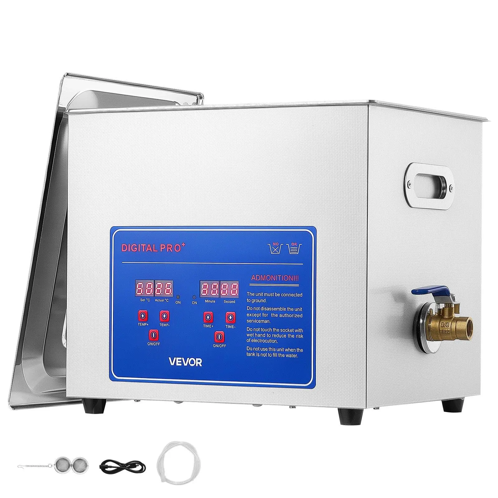 【SummerFinds】VEVOR Ultrasonic Cleaner 10L-Class Capacity Ultrasonic Parts Cleaner 40kHz, Digital Time and Temp Control, Stainless Steel Ultra Sonic Cleaning Machine with Cleaning Baskets, for Auto Parts, Glasses