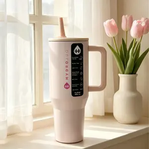 HydroJug 40oz Matte Blush Pink Insulated Vacuum Flask Water Bottle - Leakproof Straw Lid, 24H Cold Retention, Handle, Cup Holder-Friendly Travel Drinkware, Water Bottles