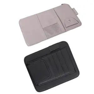 1piece Car Sun Visor Hanging Organizer Clip,Multi-Pocket Multipurpose Organizer Holder Kit,Car Document Storage Pouch Pen Holder Clip,With Zipper Sun Visor Portable Ticket Card Glasses Tidying Case,Black/Beige/Grey,For Most Car Models Interior Accessories