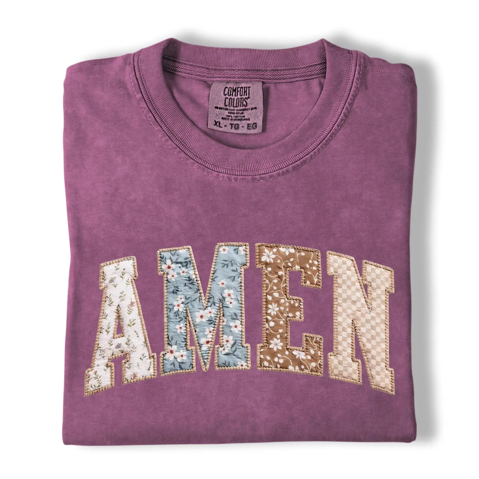 Comfort Colors Floral Patchwork Amen Shirt, Christian Shirt, Faith Tee, Gift for Christians