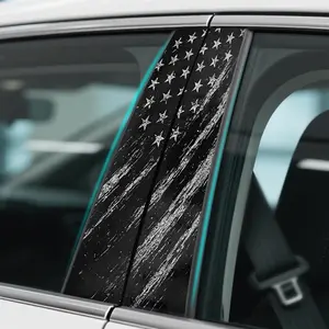 PCS B Pillar Sticker Decal, Gloss Vinyl Decal Set, Waterproof USA Flag Personalized Vehicle Door Window Pillar Decals, Car American Flag Vinyl Wrap for Side Door Trim Decoration (Style B)