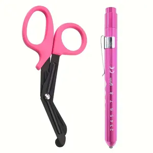 Two-Piece Art Scissors & Pen-Shape Flashlight Set, Office Learning Supplies, Classroom Supplies, Cutting Supplies, Cutting Tool, Ideal for Sewing, Industrial Use, Home Crafts, School Arts