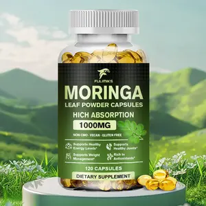Pure Organic Moringa Oil Leaf Powder Capsules 1000mg, Immune System & Energy Booster - Vegetarian Supplements for Healthy Capsules