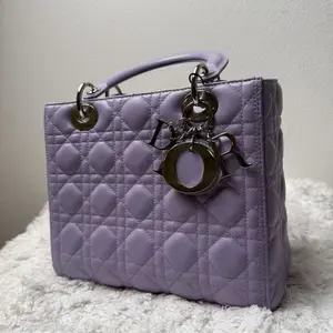 Pre-owned Dior Lambskin Mini Bags Christian Medium Lady bag in a lavender