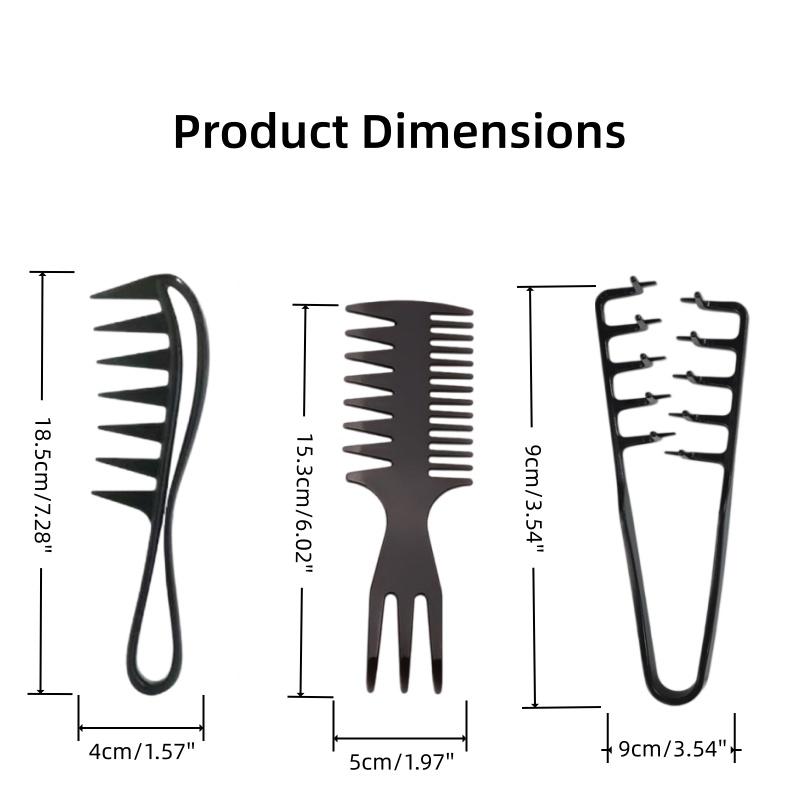 High-elastic ABS Korean texture styling comb set of 3 for volumizing hair, suitable for both men and women, conceals hairline and bangs, hair styling comb, high crown top tool, anti-greasy hair comb, back comb, wide tooth comb, portable travel design-MM1