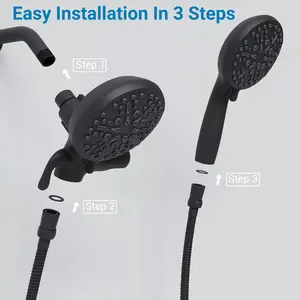 3-Mode Rain Shower & 5-Inch High-Pressure Handheld Shower Set, 2-in-1 Shower System with 5 Spray Functions, 6ft Hose and Adjustable Bracket