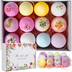 Women's Bath Bombs Gift Set, Body Care Pack, 12 Individually Wrapped Bubble Bath Fizzies, Enriched with Essential Oils, Perfect Birthday, Mother's Day, Christmas Gift
