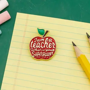 Apple Enamel Teacher Pin: "What's Your Superpower?"