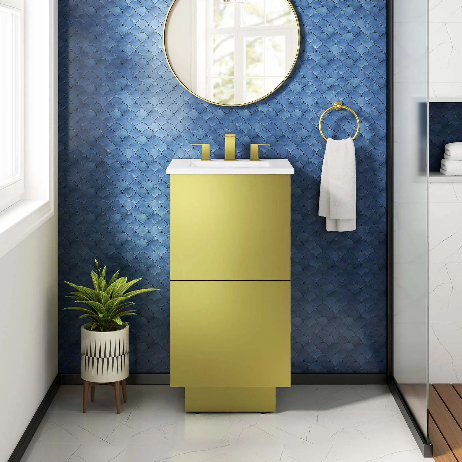 Modway Quantum 18" Bathroom Vanity in White Gold