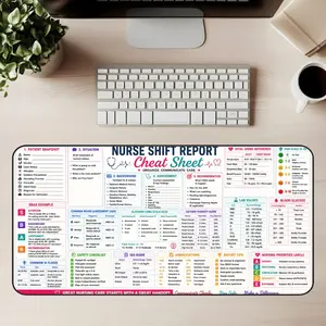 Nurse Shift Report Cheat Sheet Desk Mat, Clinical Quick Reference Guide