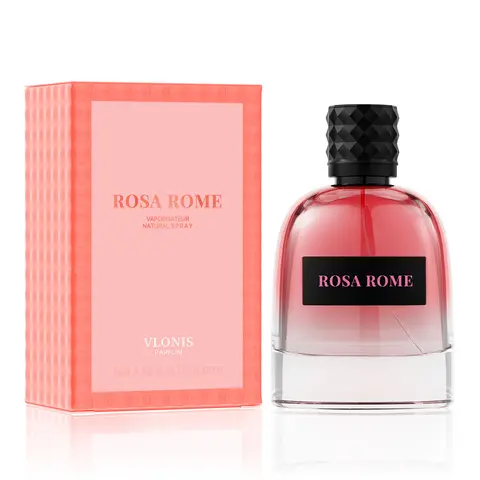 VLONIS Rosa Rome Women's Eau de Parfum Spray (3.4 fl oz, 3 to 3.9 fl oz Range) - Floral Gourmand Signature Scent with Fruity-Floral Mix, Jasmine, Sweet Rose, Woodsy Vanilla Base, Non-Toxic Vegan Cruelty-Free Long Lasting Perfume for Adults Date Night