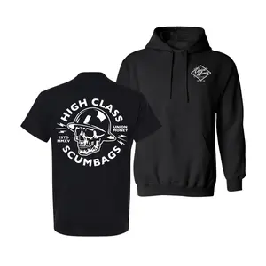 High Class Scumbags 2 Sides T Shirt, Skull Hard Hat Graphic Tee, Union Money Workwear Streetwear Shirt, Soft Cotton Blend Blue Collar Apparel for Men Women, Gift for Union Workers