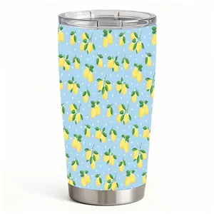 20oz Cute Lemon Branch Pattern Stainless Steel Tumbler， Tumbler with Lid Double Wall Vacuum Insulated Travel Mug