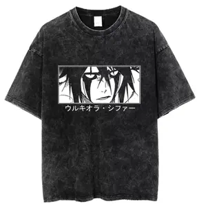 "EMPTY HEART" - Ulquiorra - Bleach Anime Oversized Vintage / Acid Washed T-Shirts 337