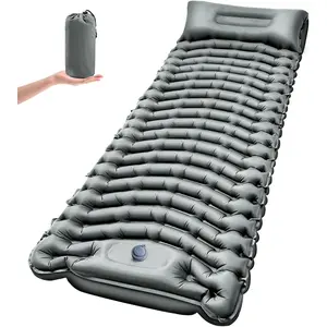 Sleeping Pad for Camping - Ultralight Camping Mattress with Pillow, Built-in Foot Pump, Compact Inflatable Portable Mat for Backpacking, Hiking, Car Traveling, Beach, Tent