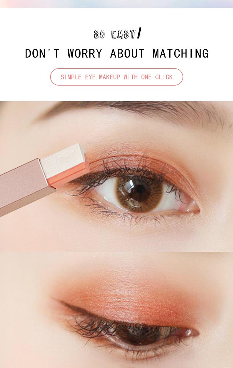 6pcs/set Pearlescent Two-color Eyeshadow Stick - Pearlescent Polarized Design, Waterproof and Smudge-proof, Smooth Application, Long-lasting Smoky Eyeshadow Pen, Suitable for Daily and Party Looks, Glitter Shimmer Eyeshadow