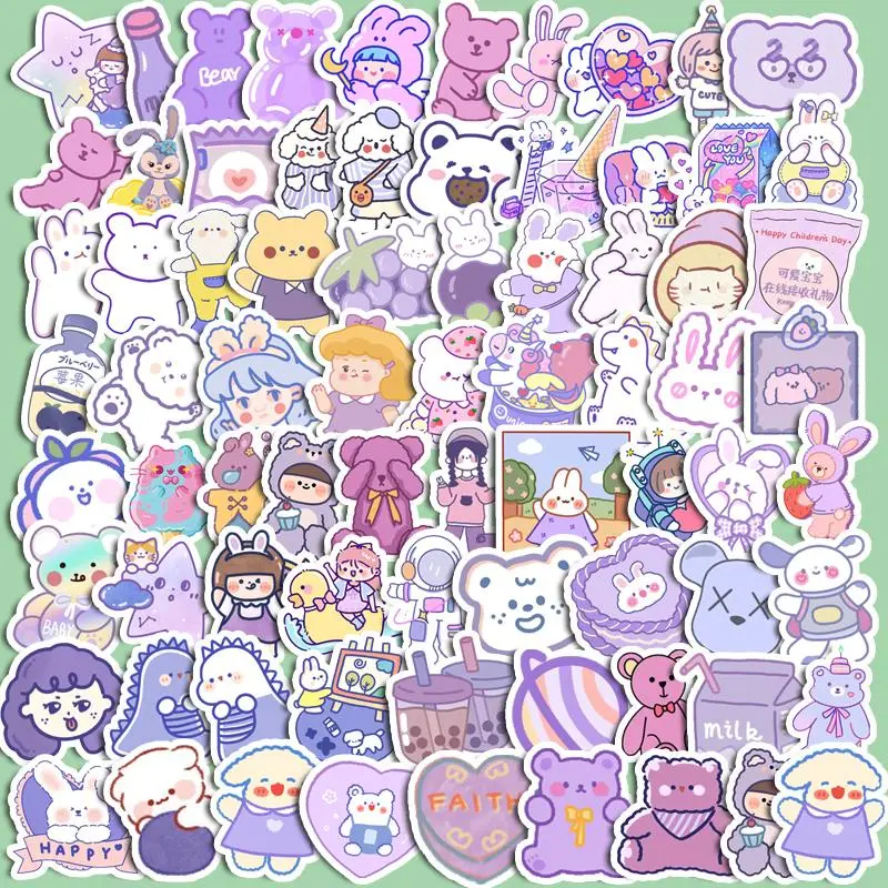 90pcs Cute Cartoon Sticker, Scrapbooking & Journal Making Material Paper, DIY Decorative Sticker For Stationery Computer Water Bottle