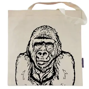 The Gorilla Tote Bag by Pet Studio Art, Beige, Casual Tote