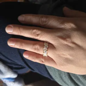 PAVOI 14K Gold Plated Pear Love Eternity Rings for Women - Gold Cubic Zirconia Ring - Bridal Eternity Wedding Band Ring