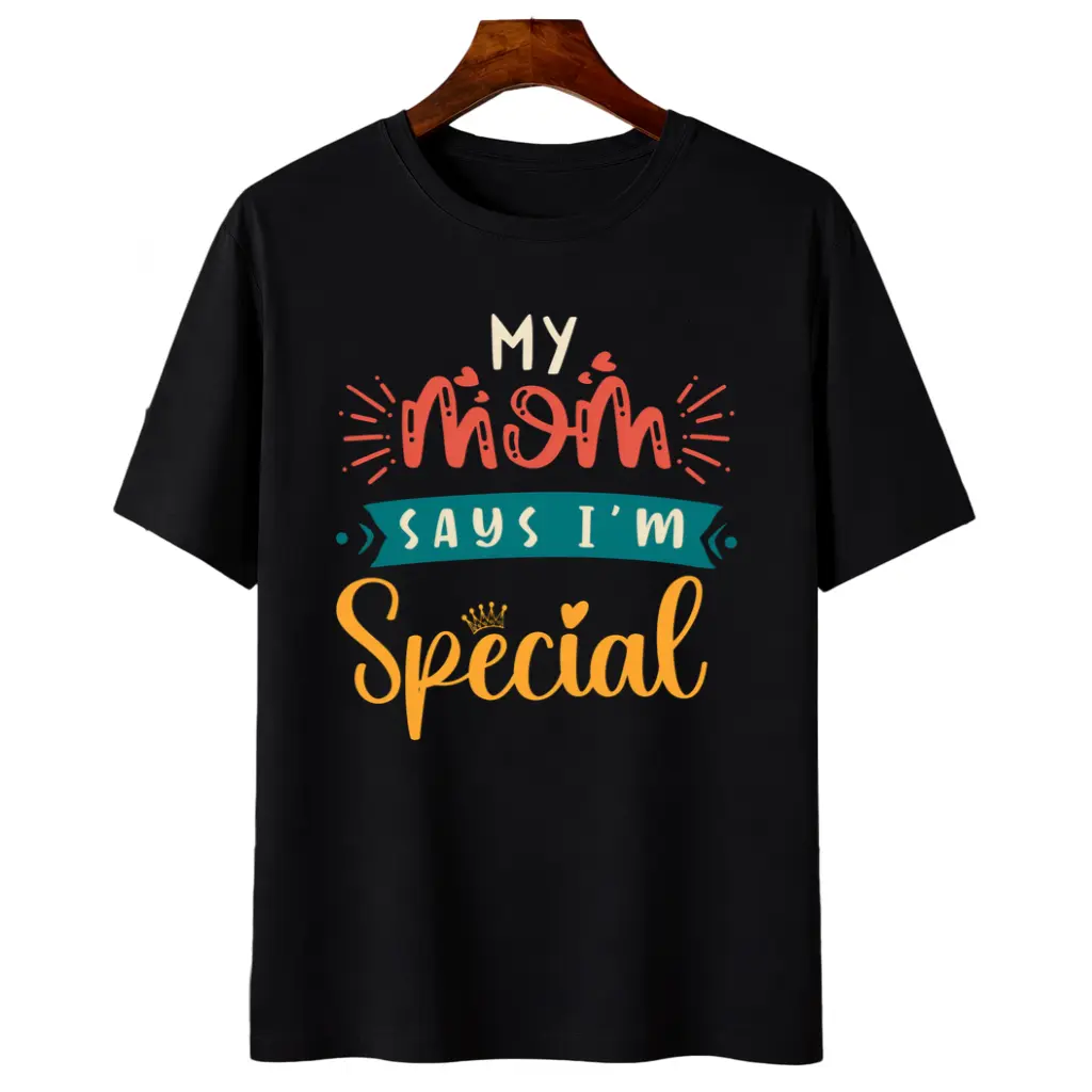 Men'S Funny "My Mom Says I'm Special" Graphic T-Shirt - 100% Vintage-Inspired Casual Tee with Slogan Print, Short Sleeve Round Neck Shirt for Casual Attire, Mother'S Day Gift Idea & Couples Matching Outfits