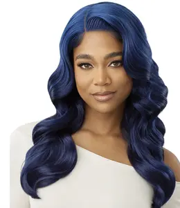 OUTRE/LACEFRONT/Kadacia Wig with Deep Blue Color and Natural Wave Texture for Everyday Wear