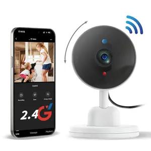 Indoor 2.4G WiFi Security Camera, 360° Rotation, Night Vision, 24/7 Recording for Baby Monitoring