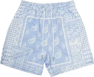 Unisex Sky Blue Paisley Bandana Mesh Shorts – Bether Vintage Drift Edition