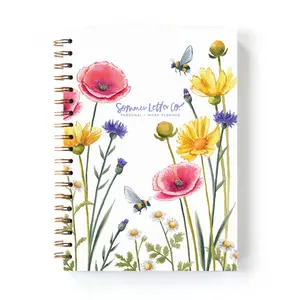 Sommer Letter Co. Wildflowers and bees floral watercolor art undated personal and work planner