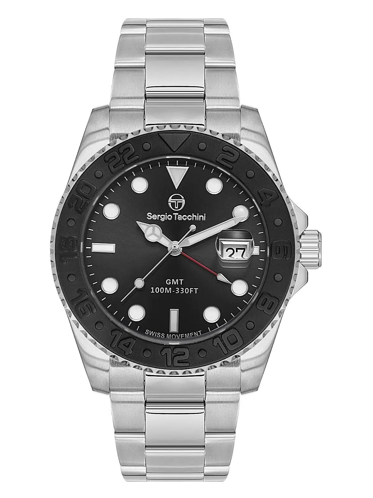 Sergio Tacchini Heritech Men's Quartz Watch Stainless Steel Case GMT Waterproof Gold/Black portuguesa watch