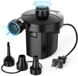 Electric Air Pump for Inflatables - 110-120V Portable Quick-Fill Inflator & Deflator with 3 Nozzles for Camping, Air Mattress Beds, Pool Floats