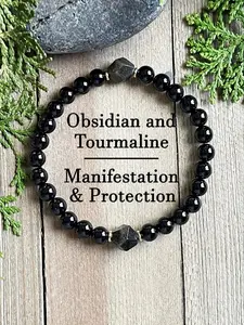 Black Beaded Stackable Bracelet, Elegant Unisex Bracelet, Fashion Accessories for Women & Men, Trendy All-match & Exquisite Jewelry for Birthday Gift, Adjustable Bracelets, Stone Bracelets
