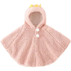 X-KCP05   Baby Toddler Hooded Poncho Cape Cloak, Winter Faux Fur Jacket Children's Cover Cloak Car Seat Coat